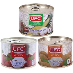 HAAR Food & Drinks UFC Set, Rambutan Stuffed with Pineapple in Syrup, Lychee in Syrup, and Longan in Syrup, 170 g. x 3 pcs - Thai Fruits