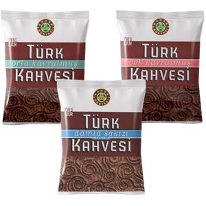 Kahve Dünyası Turkish Coffee with Gum Drop, Very Roasted and Medium Roasted Turkish Coffee Economic Package Sets 100 Gr