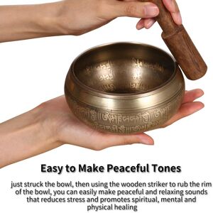 TOMTOP JMS Tibetan Singing Bowl Handmade Buddha Tibet Struck Bowl Ritual Music Therapy Copper Chime Sound Bowl