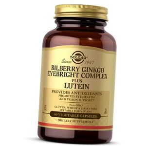 Complex of blueberries, ginkgo biloba and eyebright with lutein, Bilberry Ginkgo Eyebright Complex Plus Lutein, Solgar 60 vegcaps (72313016)