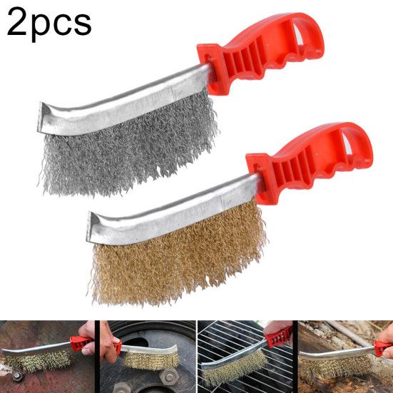 Food & Beverages Newest 2Pcs Barbecue Oven Grill BBQ Long Handle Steel Wire Cleaning Brush Cleaner Tool