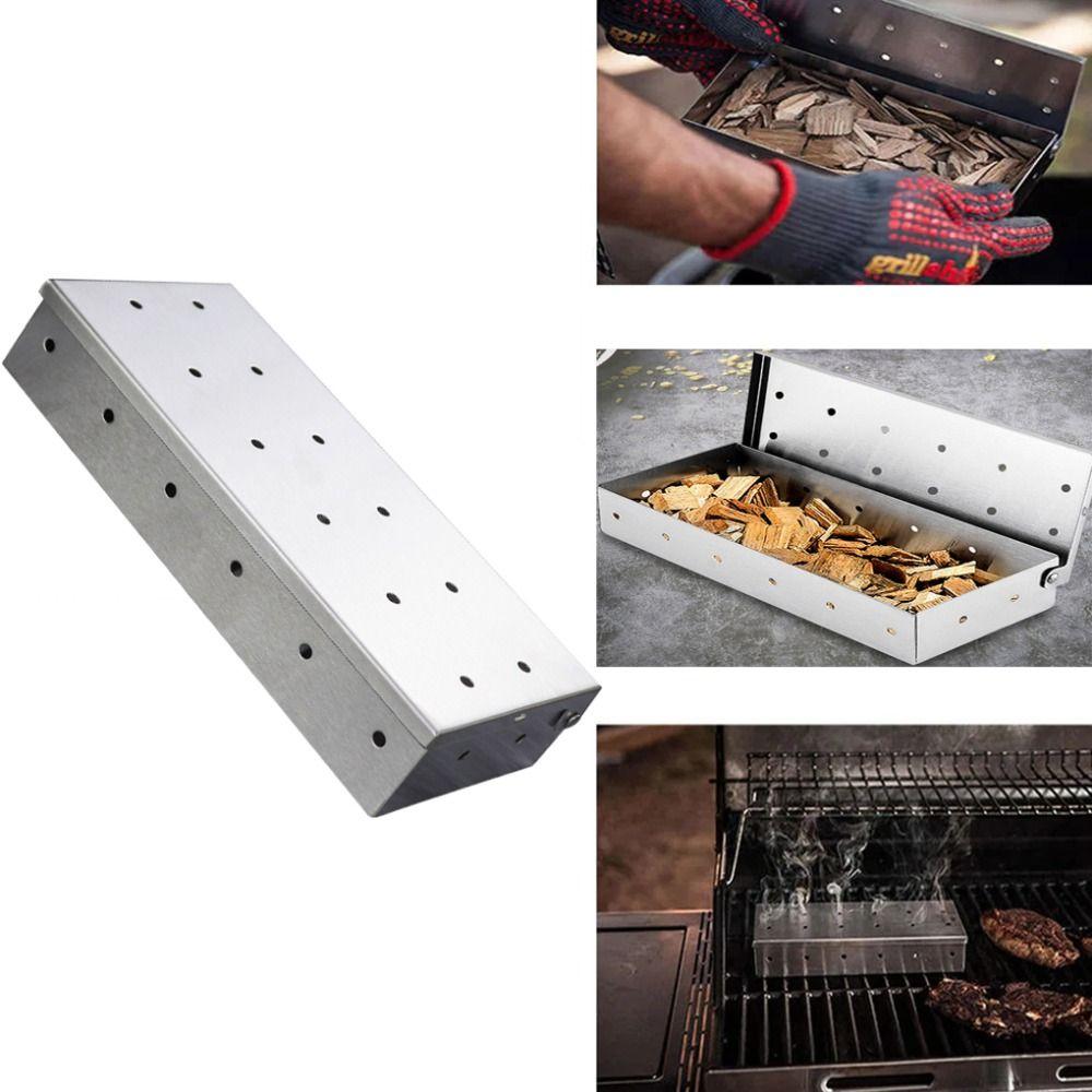 CSyeyue Barbecue Smoke Box Works with Wood Chips Grilling Smoking Box  For Gas Grill or Charcoal Grill