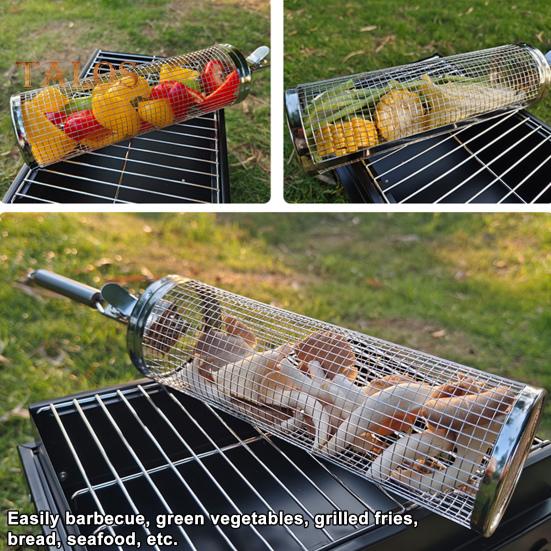 Daydreamer Barbecue Basket Rotatable Cooking Anti-rust Convenient Hollow Out Roast Basket BBQ Net Tube Outdoor Supply