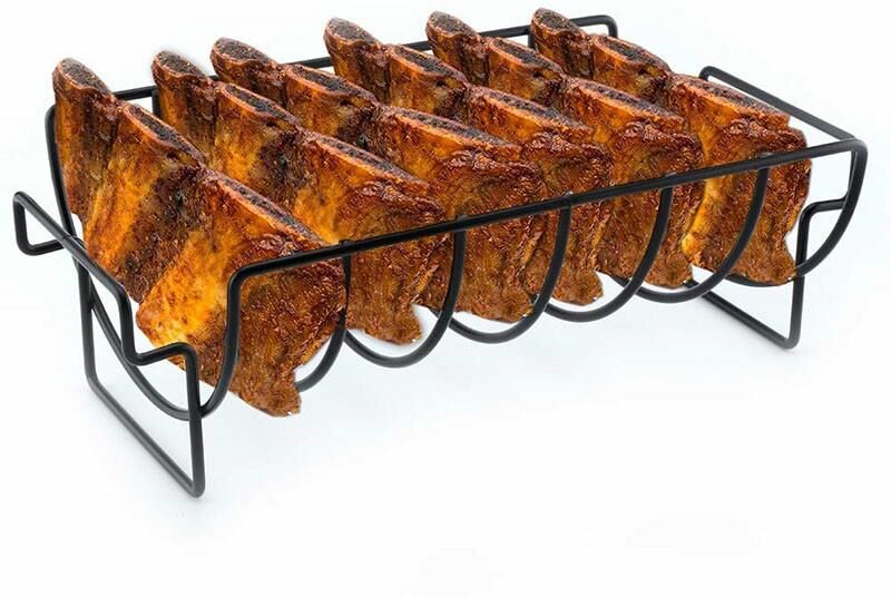 Choubo six Non-Stick Rib Shelf Stand Barbecue Rib and Roast Rack Stainless Steel Grilling BBQ Chicken Beef Ribs Rack Grilling Basket