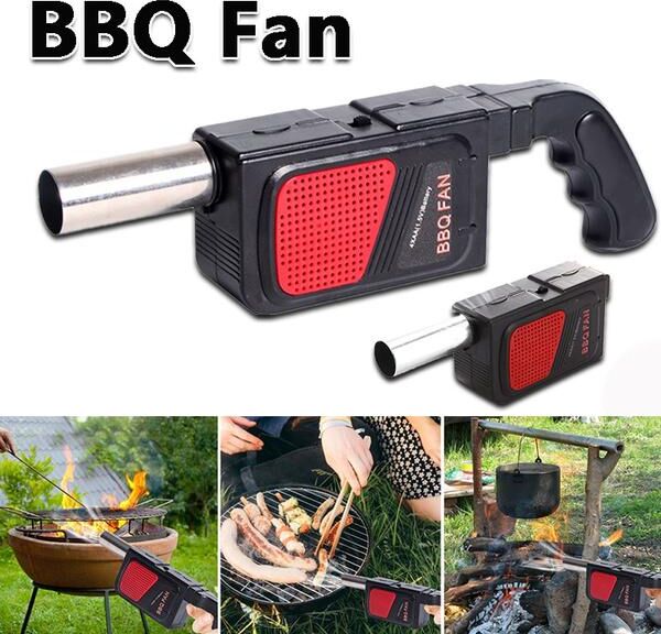 ElectronicMall BBQ Electric Handheld Fan Air Blower For Barbecue Fire Bellows Outdoor Camping Picnic Grill Cooking Tool Without Battery