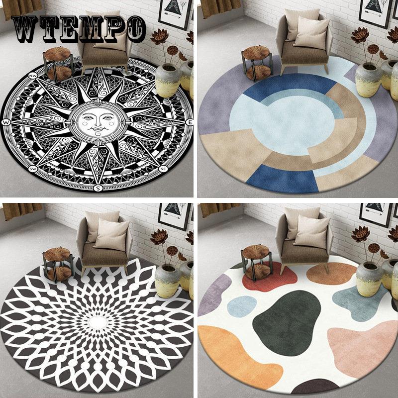 WTEMPO Vintage Mandala Round Carpet Geometric Floral Area Rug for Livingroom Kitchen Dining Room Entryway Round Area Rug Yoga Mat