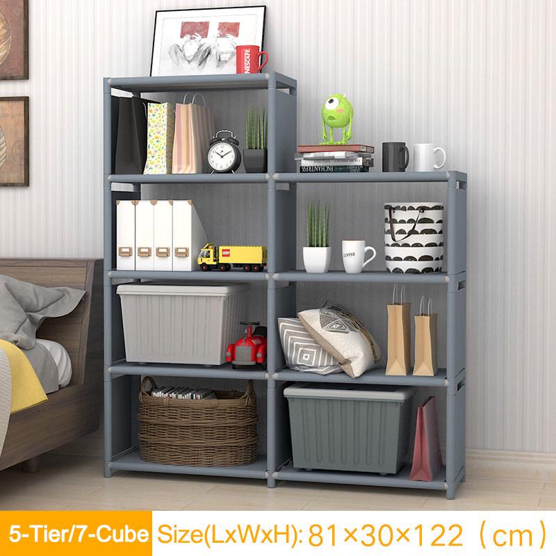 Home Storage Organization Storage Cube 5Tier Closet Organizer Shelf 4 Or 7 Grid Cabinet Bookcase Bookshelf