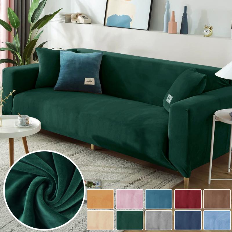 Indoor Furniture New Velvet Sofa Covers For Living Room Elastic Spandex Sofa Cover Sectional Couch L Shape Corner Armchair Covers 1 /2 /3 /4 Seat