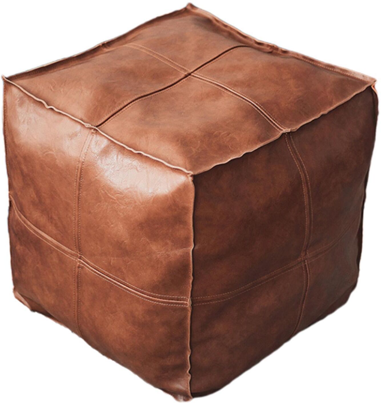 Elenxs Home Improvement Boho Moroccan Pouf Cover Footstool Storage Ottoman Room Decor Living Room square light brown