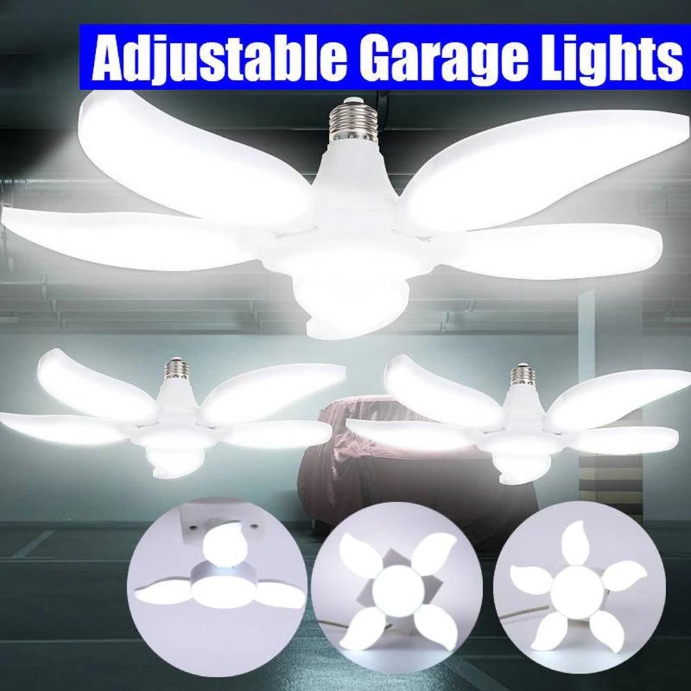 CHN Best Deals 45W 50W 100W E27 LED Garage Light Foldable Fans Blade Workshop Ceiling Lights Fixture Deformable Lamp Industrial Lighting