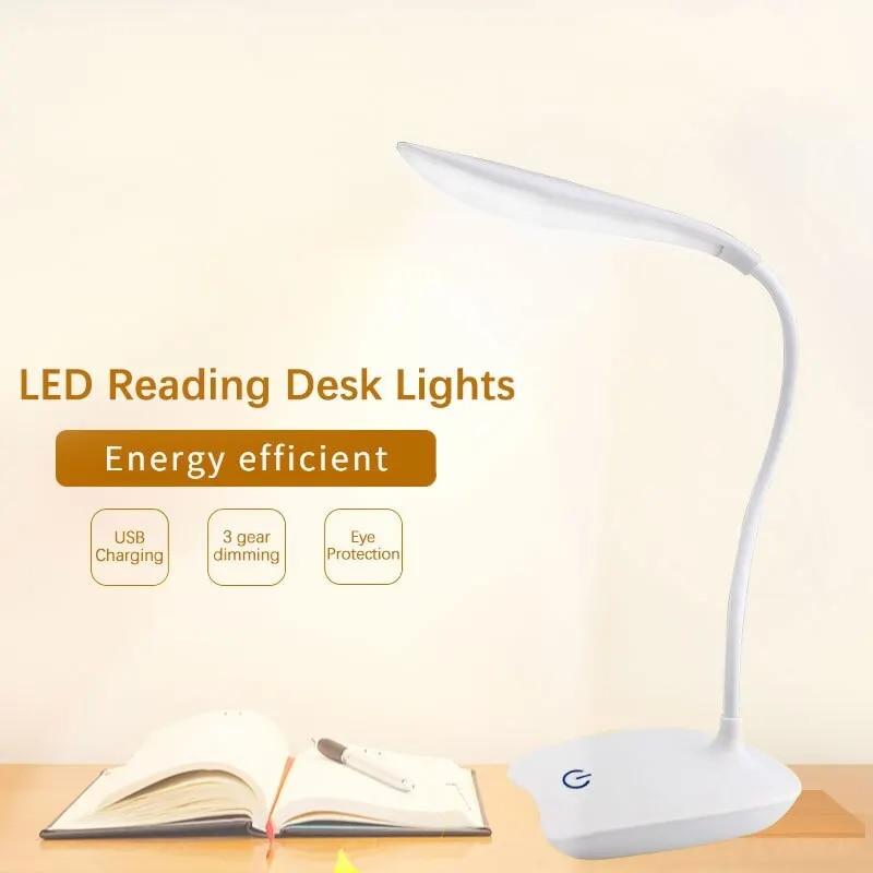 Love Home Garden LED Desktop Desk Lamp USB Rechargeable Lighting Eye Protection Room Night Light Bedroom Bedside Student Reading Lamp