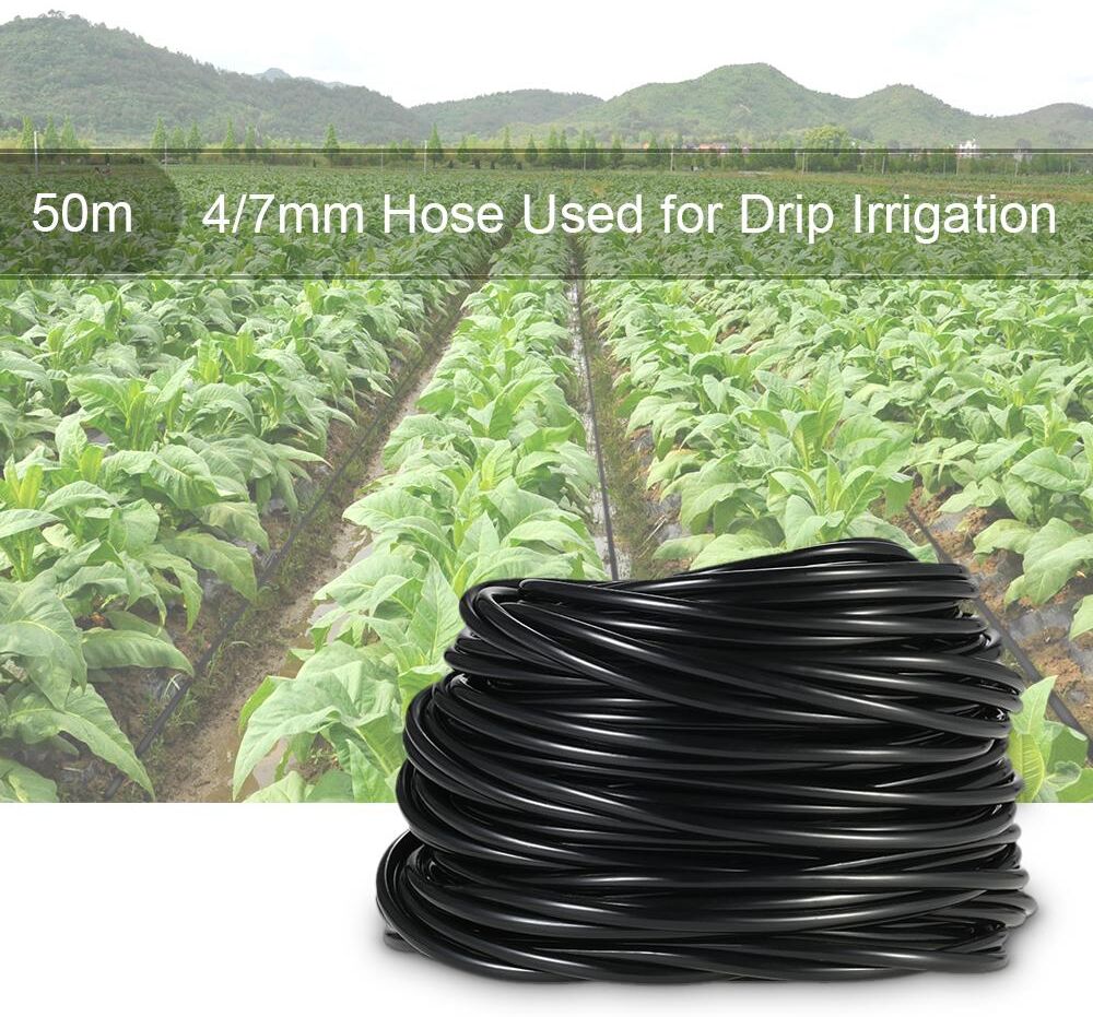 Brazone 50m Watering Tubing Pipe 4/7mm Drip Irrigation System for Home Garden Plants Flowers Water Supply