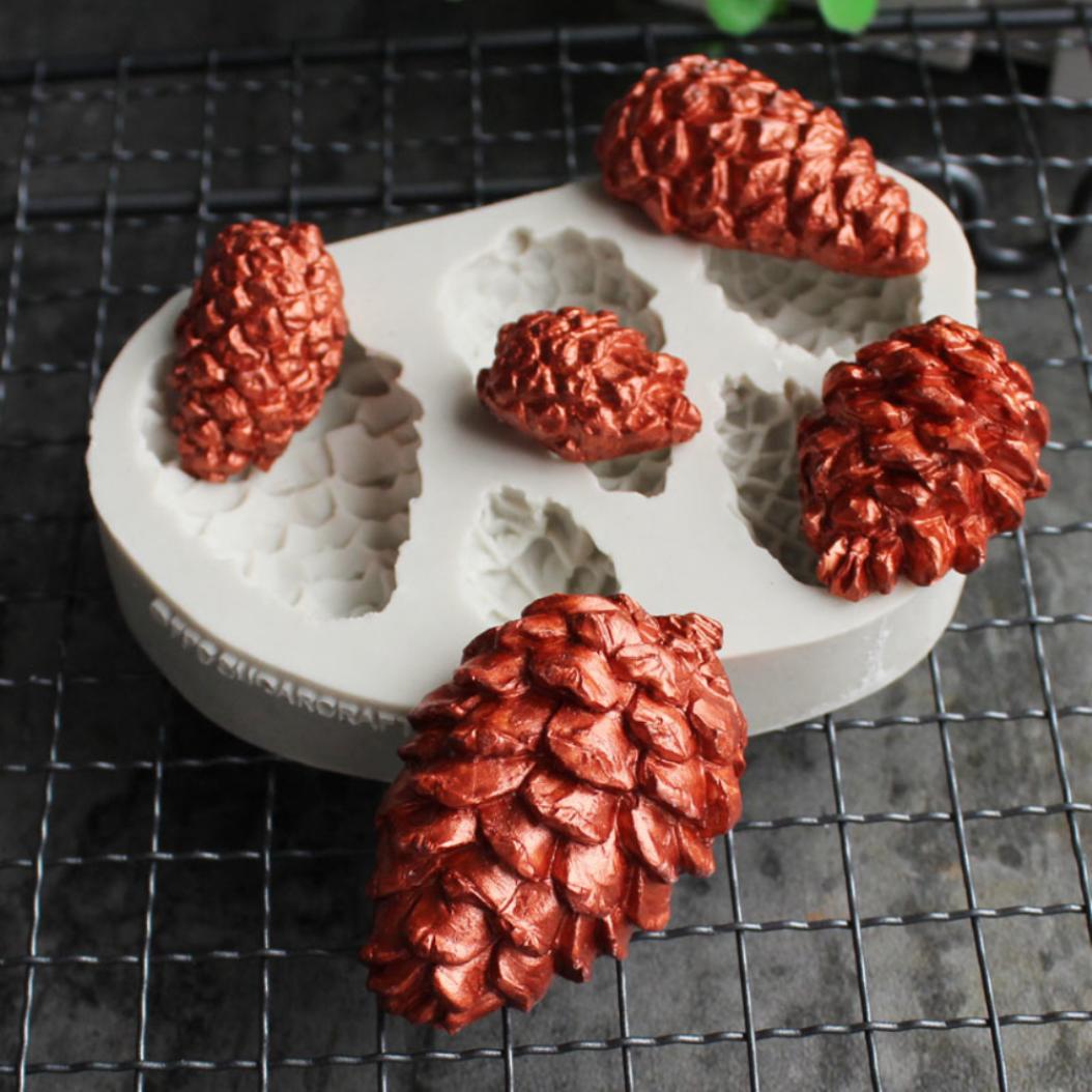 Colorful Kitchen Life Silicone Pinecone Shape DIY Fondant Cake Chocolate Decorating Mold Baking Tool