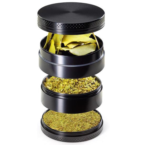 Household kitchen Herb Grinder Fine Particle Easy Operation Manual Four Processes Reinforced Metal Teeth Zinc Alloy Kitchen Spice