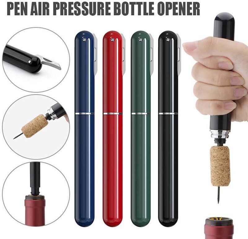 Wine Bottle Opener Pen Shape Air Pressure Opener Needle-type Wine Bottle Opening Tools Wine Cork Remover Corkscrew with Foil Cutter ZPG