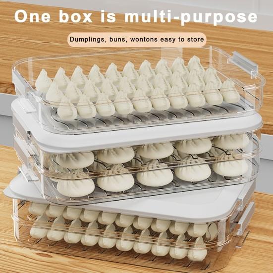 Kitchen artifact Dumpling Box Storage Container with Handle Food Grade BPA Free Non-Stick Stackable Snack Container with Lid Food Storage Case