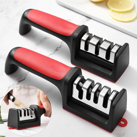 Deyishenghuo Kitchen Cutter Sharpener with 44989 Steel Sharpener Grooves Tungsten with Plastic Handle Multifunctional Manual Grinder