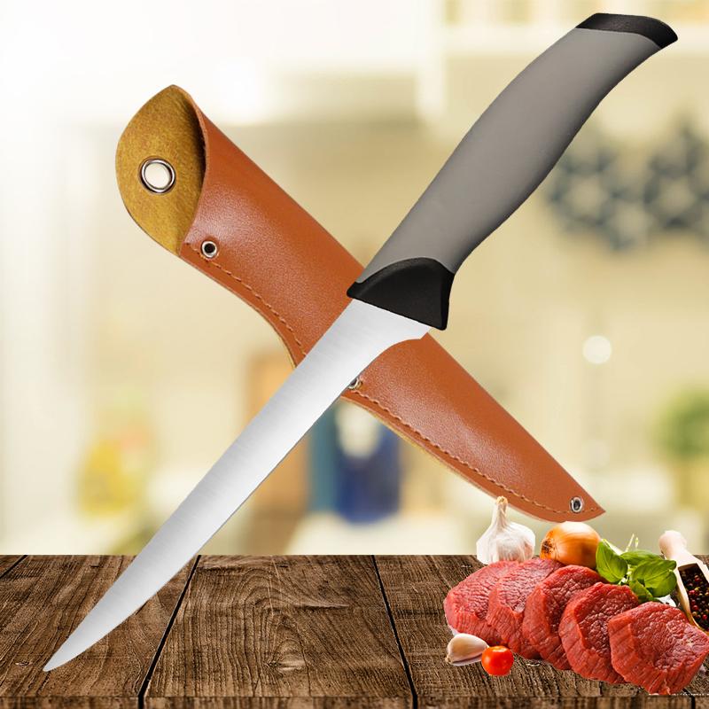 Kitchen Knife Home Stainless Steel Slicing Knife Kitchen Knife Professional Boning Knife Butcher Knife Cleaver Outdoor Camping Knife with Sheath