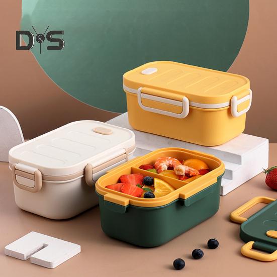 DYS Kitchen 1000ML Lunch Container Double Layer Leakproof Plastic Locking Buckle Bento Box Household Supplies