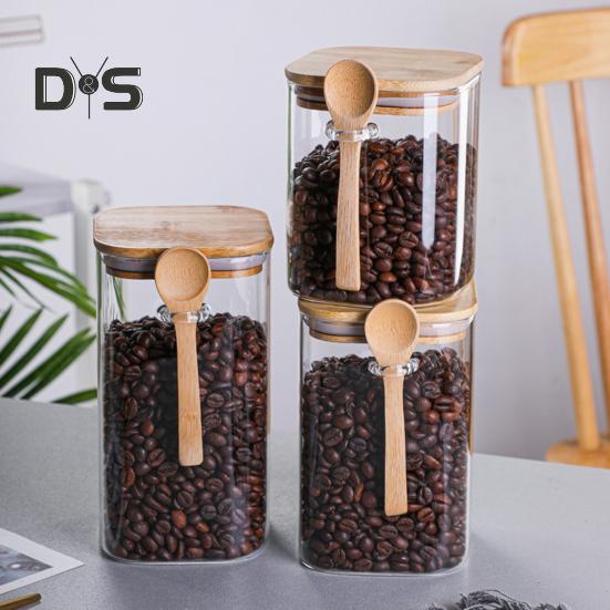 DYS Kitchen Storage Jar Transparent Airtight Glass Multifunctional Grain Container Tank with Sealed Lid