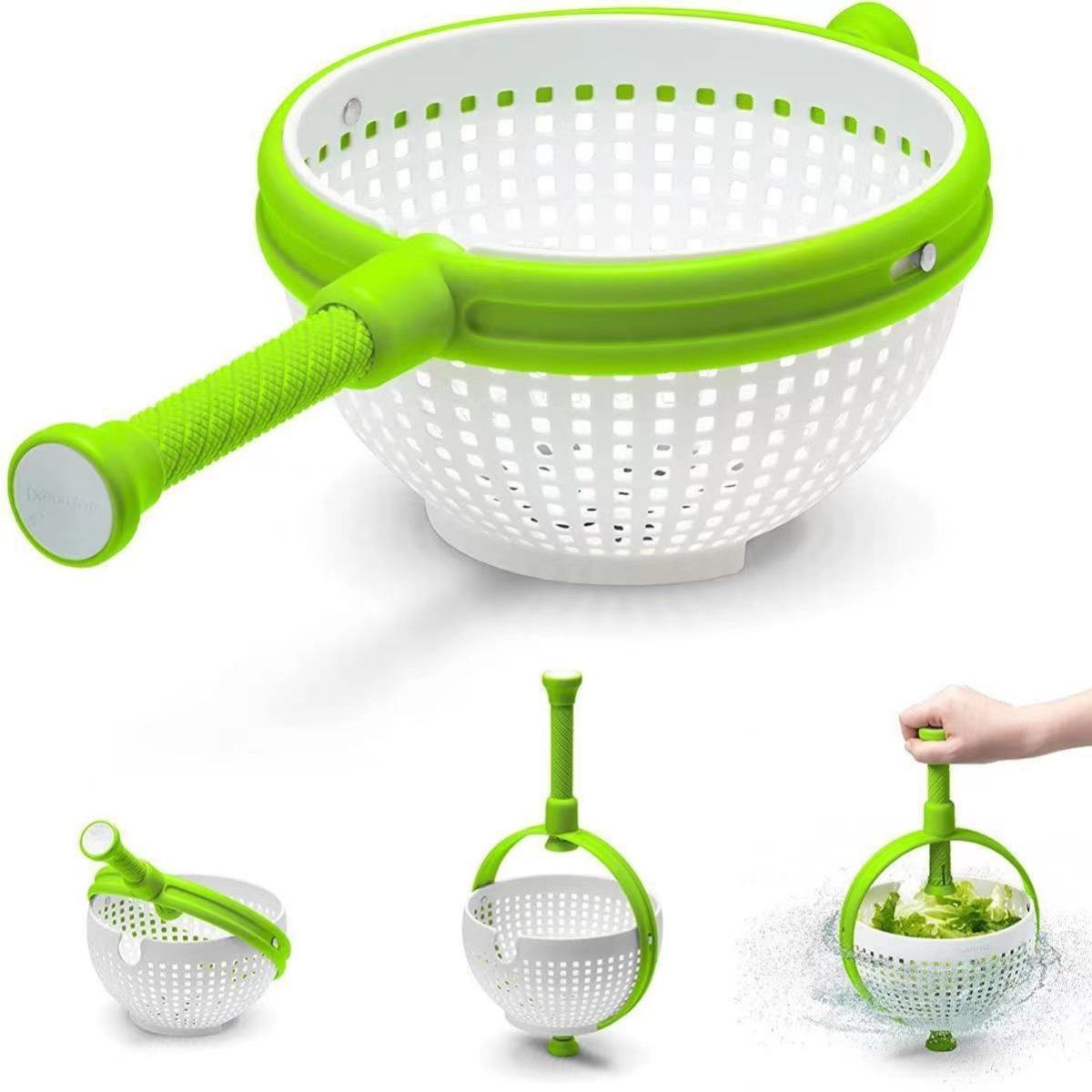 chenxiaogang Kitchen Drain Basket Fruit Vegetable Salad Washing Basket Rotator Mesh Strainer Baske Dehydrator