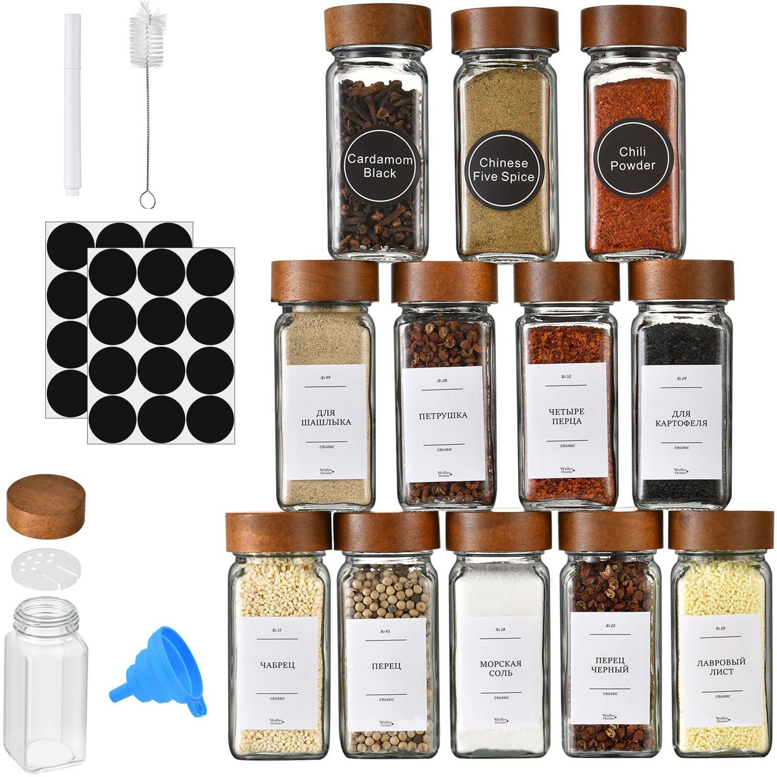 Kitchen artifact 1 Set Spice Jar with Labels Transparent Seasoning Bottle Easy to Use Condiment Container for Home Kitchen