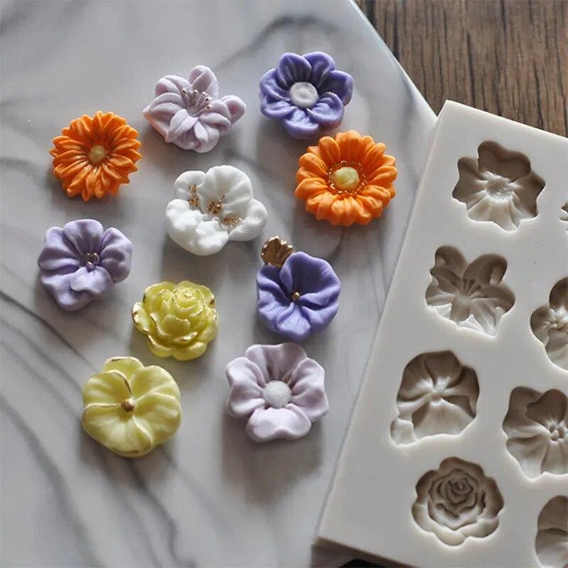 Love Home Garden Sunflower Rose Flowers Shape Silicone Mold Cake DIY Decoration Chocolate 3D Mould Tools