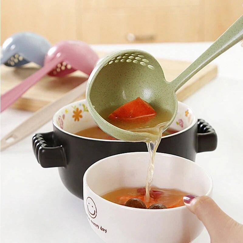 Happy Home Equipment Kitchen Accessories Multifunction Soup Spoon Colander Two-in-one Long Handle Large Spoon for Kitchen Gadgets Kitchen Tools