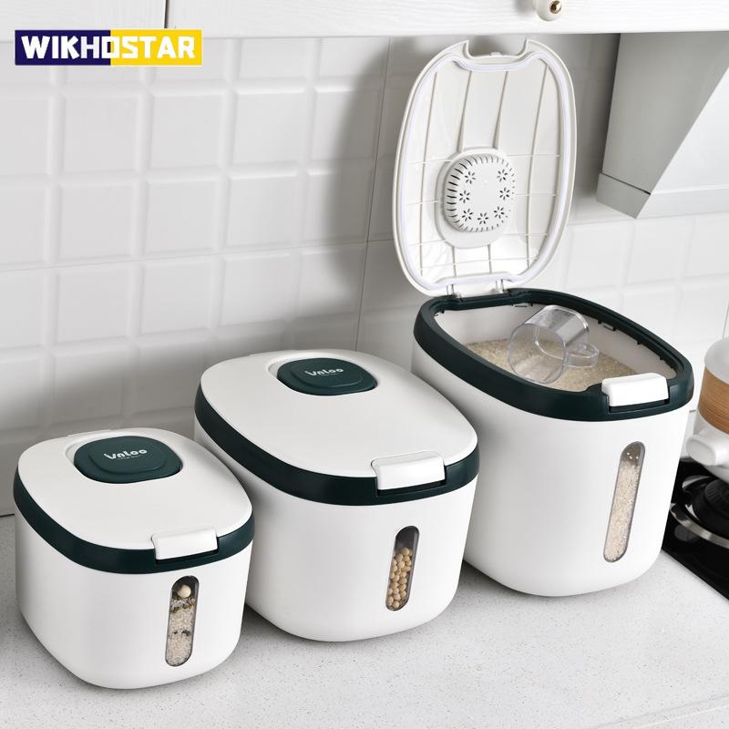 WIKHOSTAR Kitchen Container Bucket Insect-Proof Moisture-Proof Rice Box Grain Sealed Jar Home Storage Pet Dog Food Store Box