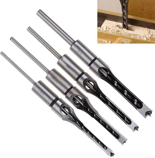 Power Tool Square Hole Saw Set Drill Bits Mortising Chisel Carve Carpenter Woodworking Tool