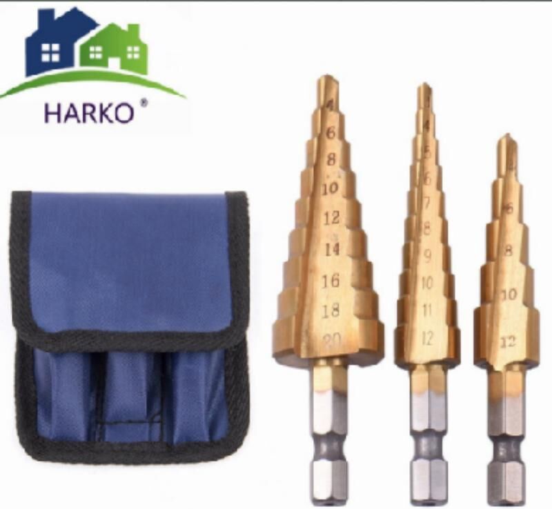 Power tools Power Drill 3pcs Hex Shank HSS Titanium Coated Step Drill Bit Set