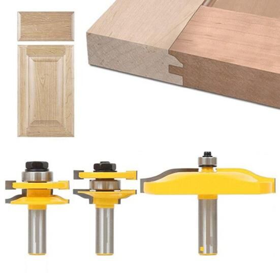 Power Tool 3 Pcs Carbide Cabinet Door Router Bit Set Tenon Knife Cutter Woodworking Tool