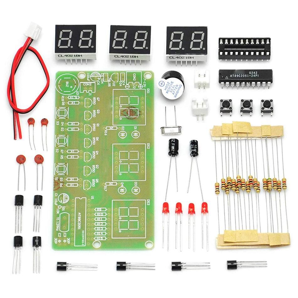 dormi 6 Bits Digital LED Electronic Clock DIY Kits PCB Soldering Practice Board AT89C2051 FR-4 for Arduino