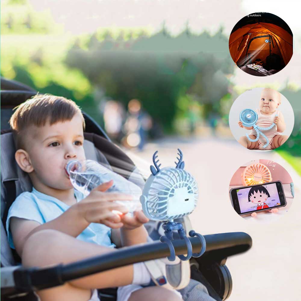 Faylisvow Multifunction Stroller Fan Personal Portable Desk Handheld Baby Bed Car Seat Fan USB Rechargeable Fan Mini Stroller Accessories