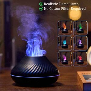 YJMP home Volcanic Aroma Diffuser Essential Oil Lamp 130ml USB Portable Air Humidifier with 6 Color Flame Night Light