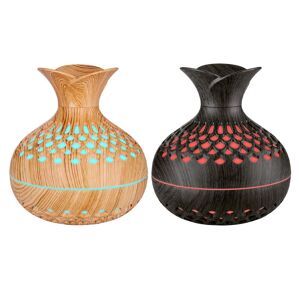 Family Supply Aromatherapy Diffuser Silent Flower Vase Wood Grain Humidifier USB Recharge for Office/Home/Nursery/Study/Yoga Room