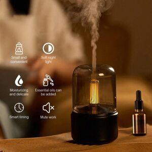 Meiteai Mini Air Humidifier USB Charging Ultrasonic Candlelight Aromatherapy Diffuser Essential Oil Lamp Convenient Humidifying Sprayer Office Home