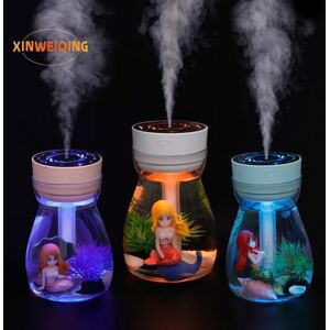 Hello My Life Mini 2 Modes Air Humidifier - Mermaid Landscape, USB Fine Mist Sprayer, Aroma Oil Diffuser with Colorful Light