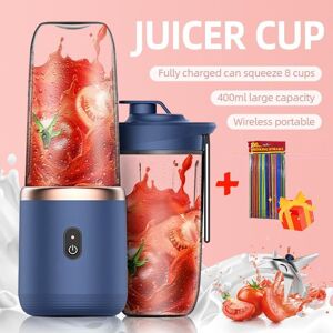 ElectronicMall Portable Juicer Cup With 6 Blades (With 100pcs Straws Gift) Juicer Fruit Juice Cup Automatic Small Electric Juicer Smoothie Blender Cup Food Processor