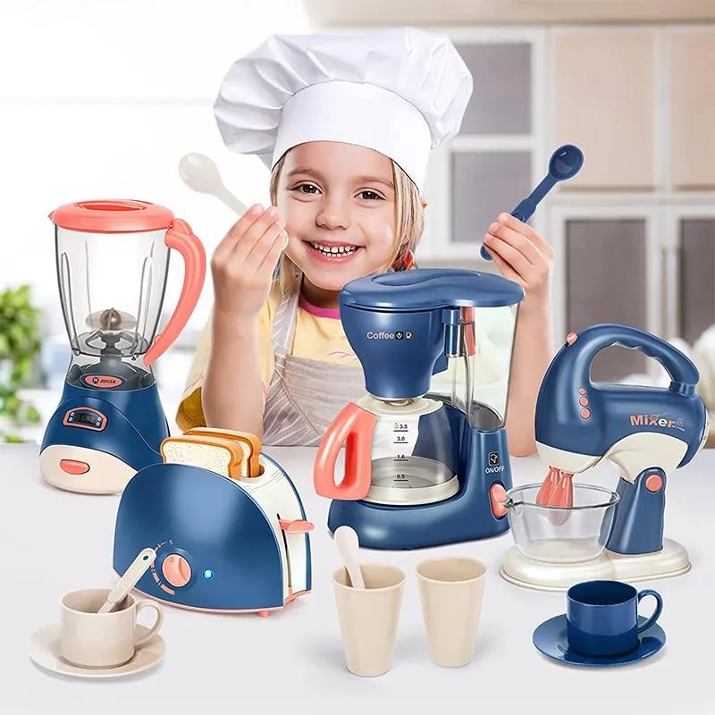 chenxiaogang Mini Household Appliances Kitchen Toys, Pretend Play Set with Coffee Maker Blender Mixer and Toaster for Kids Boys Girls Gifts