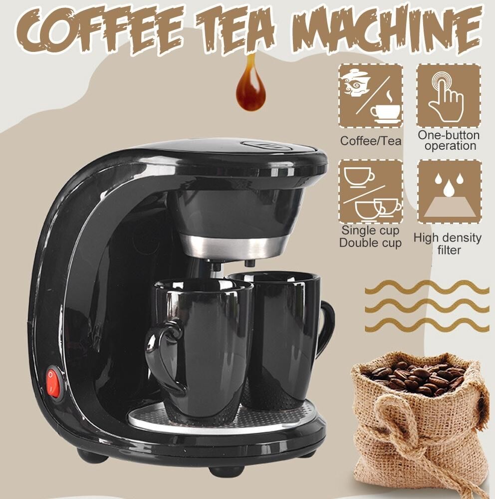 iHome Global 110V/220V 450W Household Electric Drip Coffee Maker Auto Dual Cup Coffee Machine Dual-use American Coffee Tea Machine