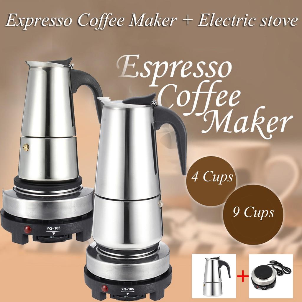 Sea Global Portable Espresso Coffee Maker Moka Pot Steel Electric Stove Coffee Brewer Kettle Pot