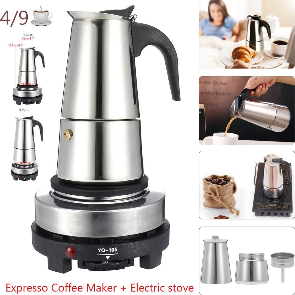 The Romantics Portable Espresso Coffee Maker Moka Pot Steel Electric Stove Coffee Brewer Kettle Pot