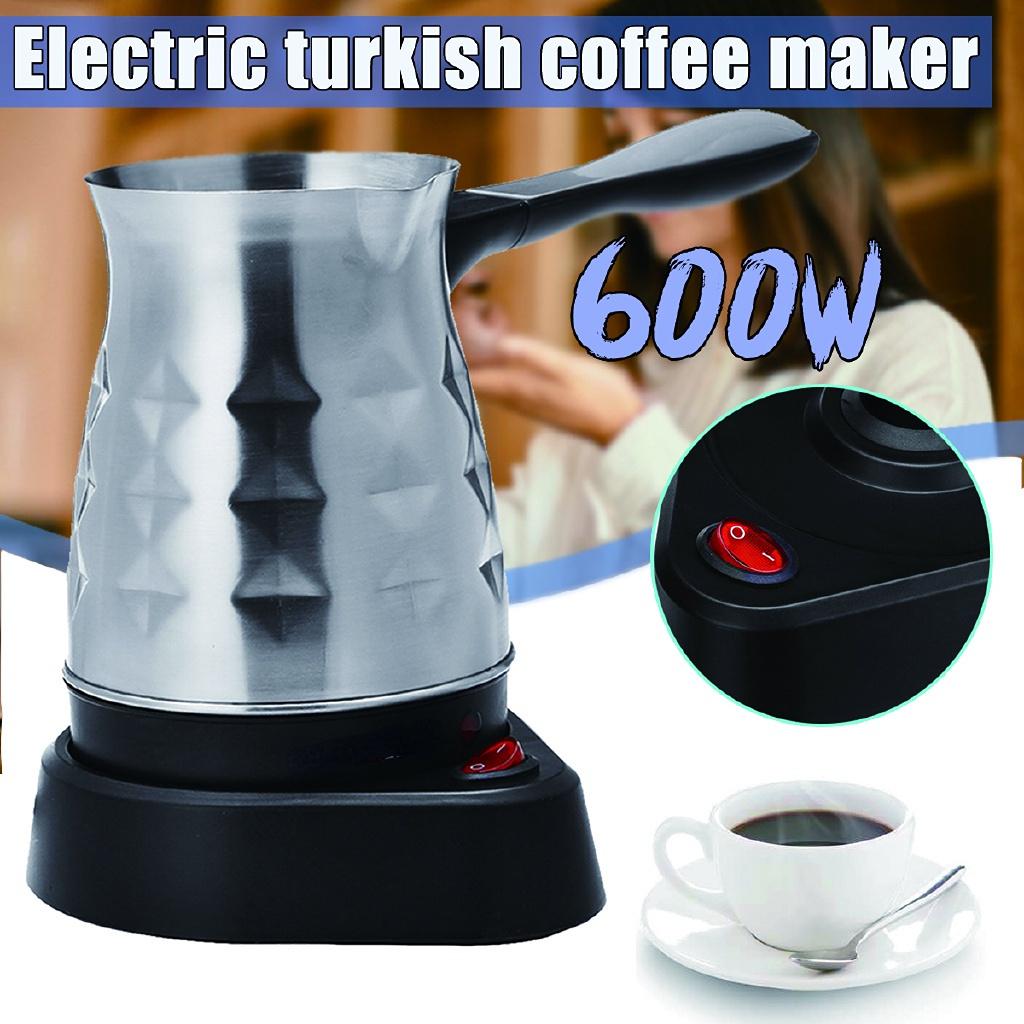 iHome Global 500ml 600W Electric Coffee Maker Pots Kettle Turkish Espresso Percolator Home Stainless Steel Tea Milk Coffee Machine