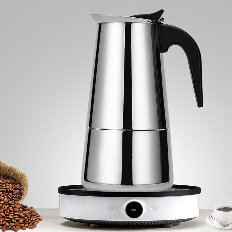 idealife Stainless Steel Coffee Maker Moka Pot Geyser Coffee Makers Coffee Pot Espresso Maker Brewer Latte Coffee Tools Percolator Stove