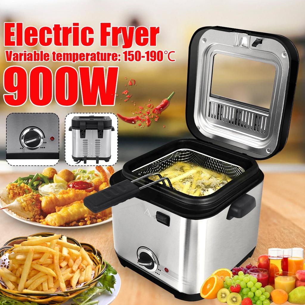 iHome Global 900W Electric Deep Fryer 1.5L French Frie Frying Machine Oven Hot Pot Fried Chicken Grill AdjustableThermostat Kitchen