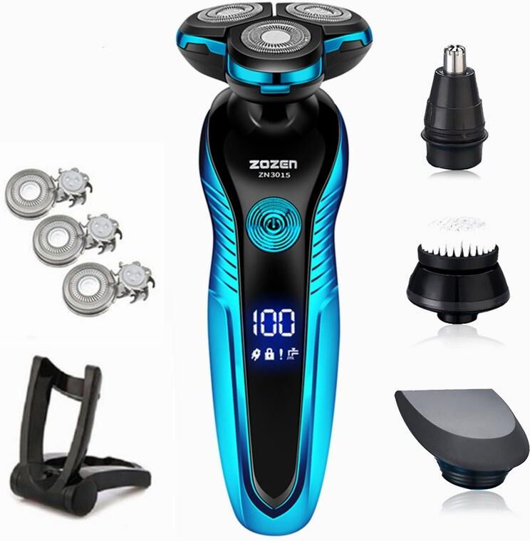 GuoZiLi Electric Shaver Washable Rechargeable Electric Razor Rotary Shaving Machine for Men Beard Trimmer Wet-Dry Dual Use