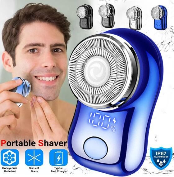 Meiteai-All Mini Electric Travel Shaver Pocket Size Portable Electric Razor USB Rechargeable Painless Cordless Razor Face Beard Trimmer