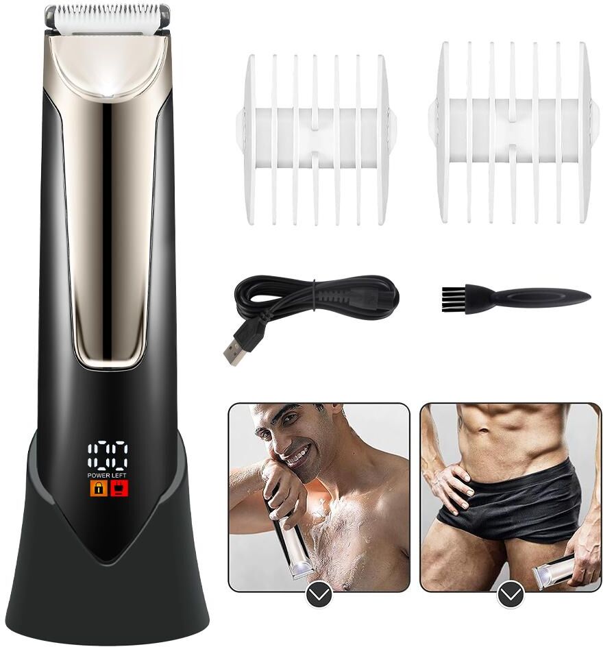 SURKER Electric Body Hair Trimmer Shaver Waterproof Groin for Men Ball USB Recharge Dock Grooming Kit Male Hygiene Razor