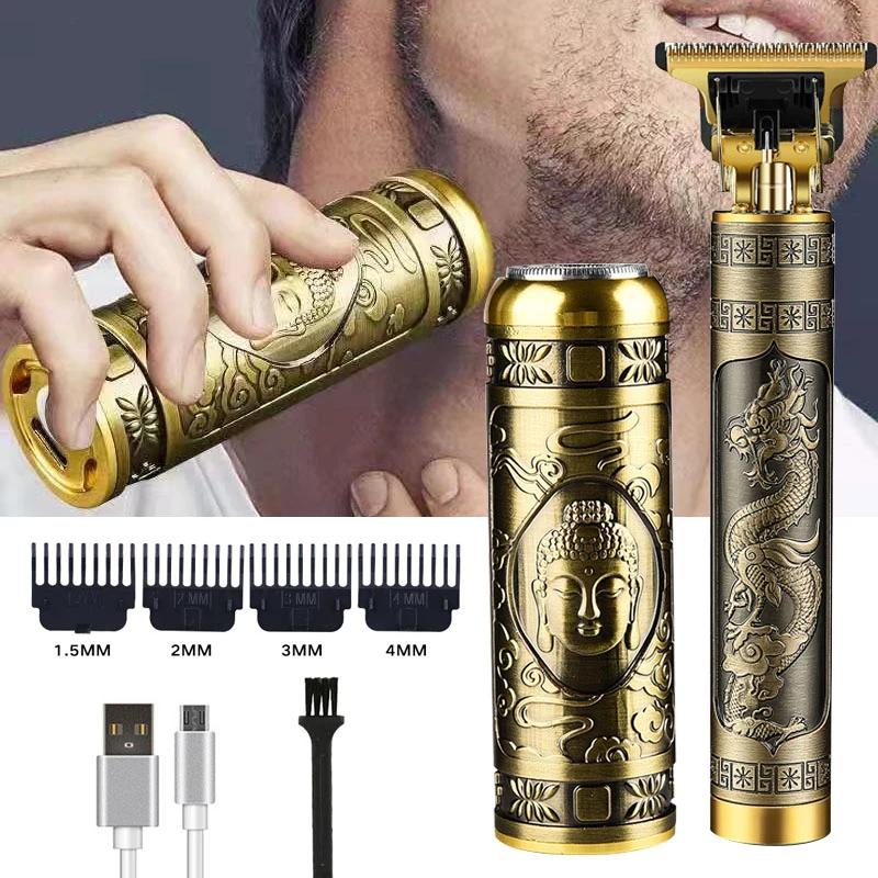 SHIJIN Health Vintage Rechargeable Shaver Beard Trimmer Machine Metal Hair Trimmer Machine Men‘s Professional Electric Hair Clipper USB